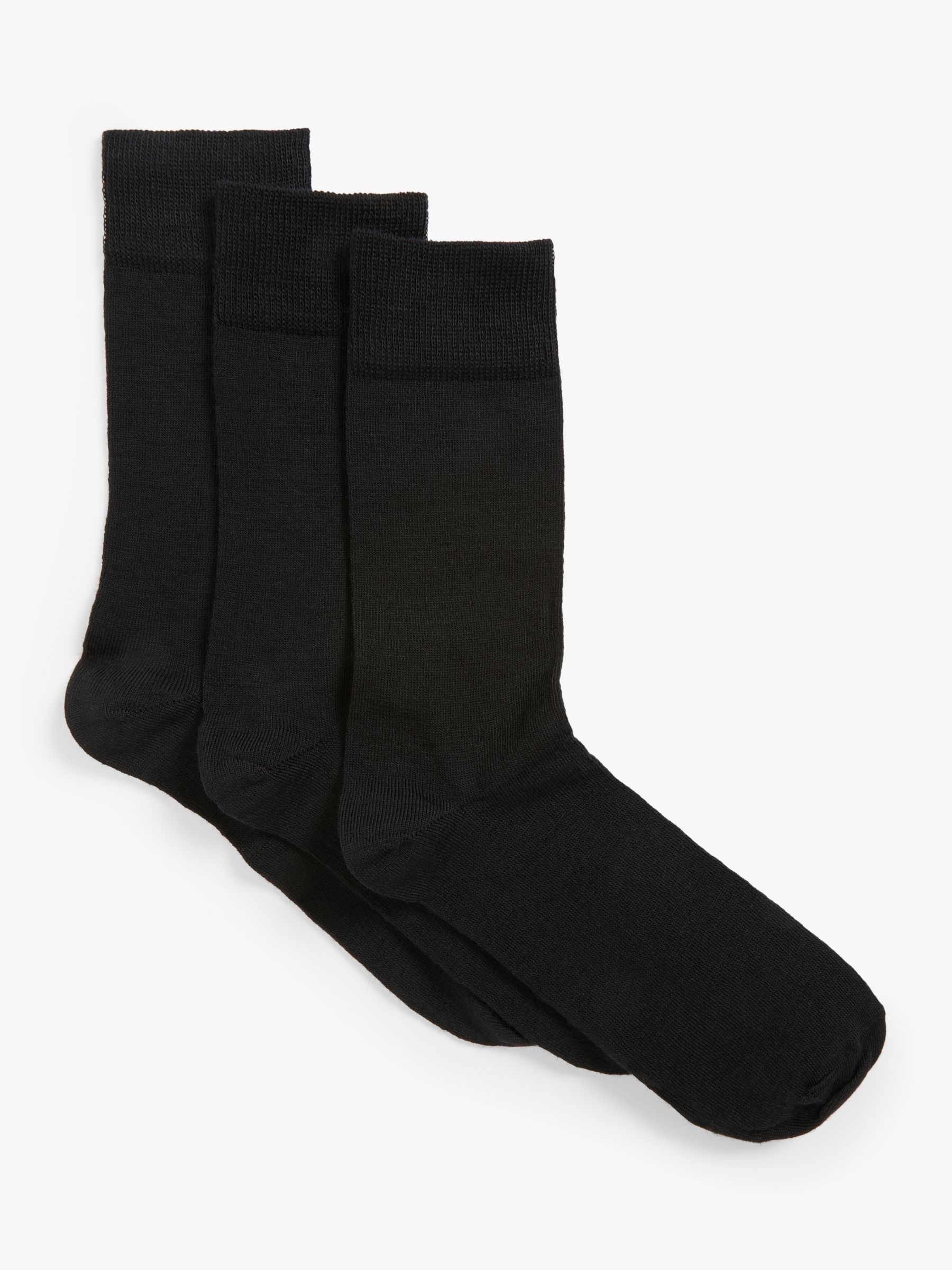 John Lewis Wool Mix Men's Socks, Pack of 3, Black at John Lewis & Partners