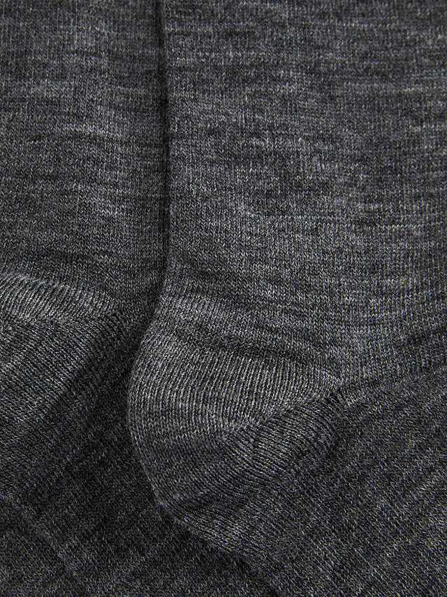 John Lewis Wool Mix Men's Socks, Pack of 3, Grey