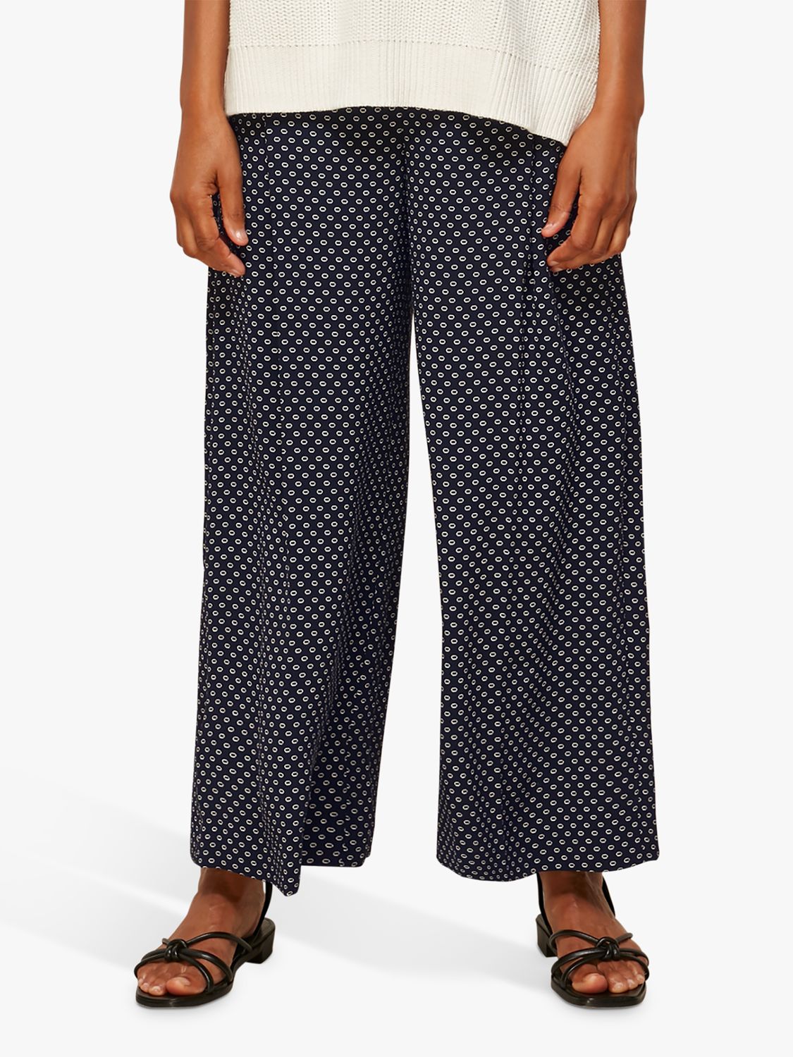 Whistles Circle Spot Crepe Trousers, Navy
