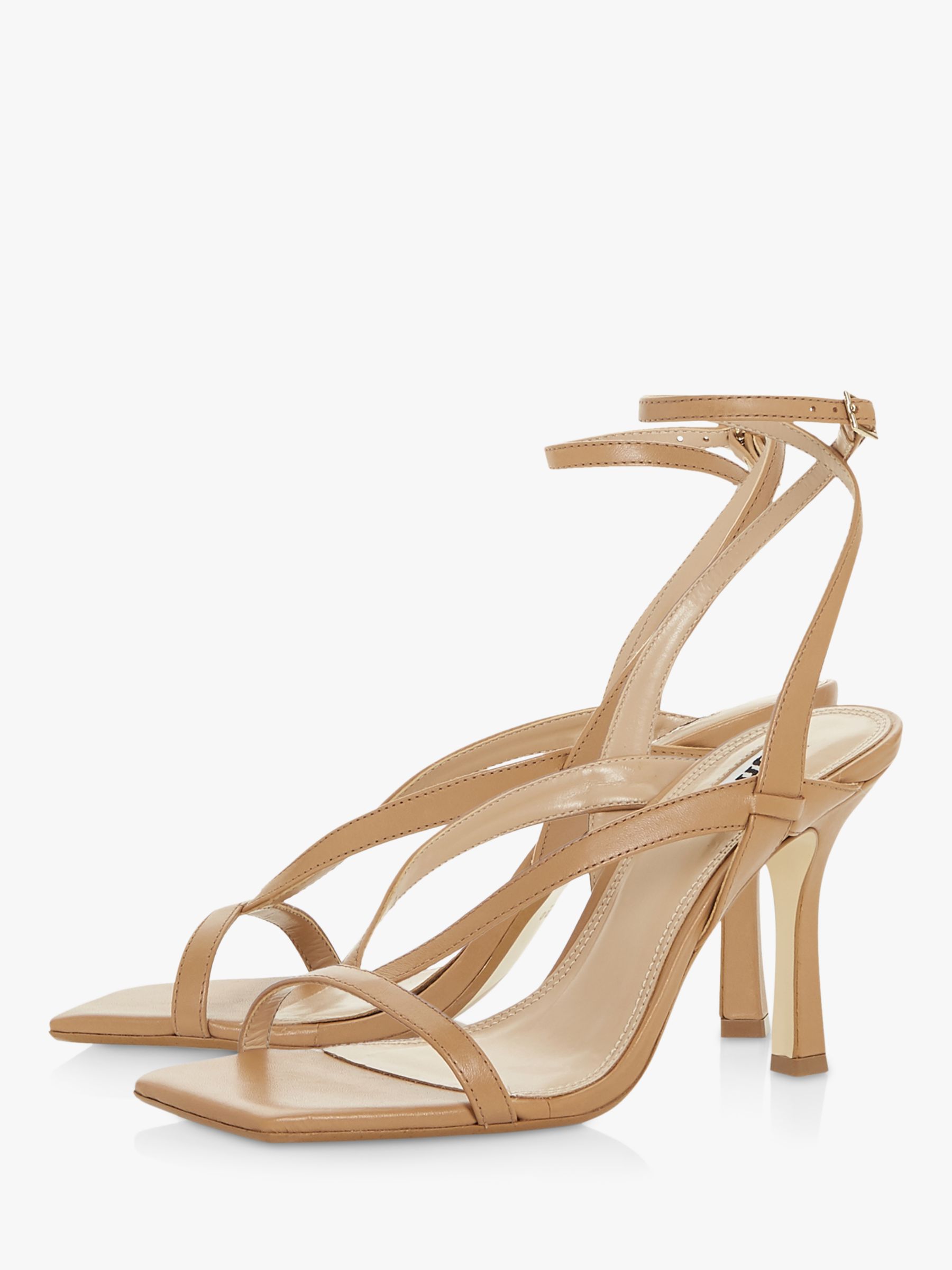 Dune Monterey Leather Strappy Sandals, Camel at John Lewis & Partners