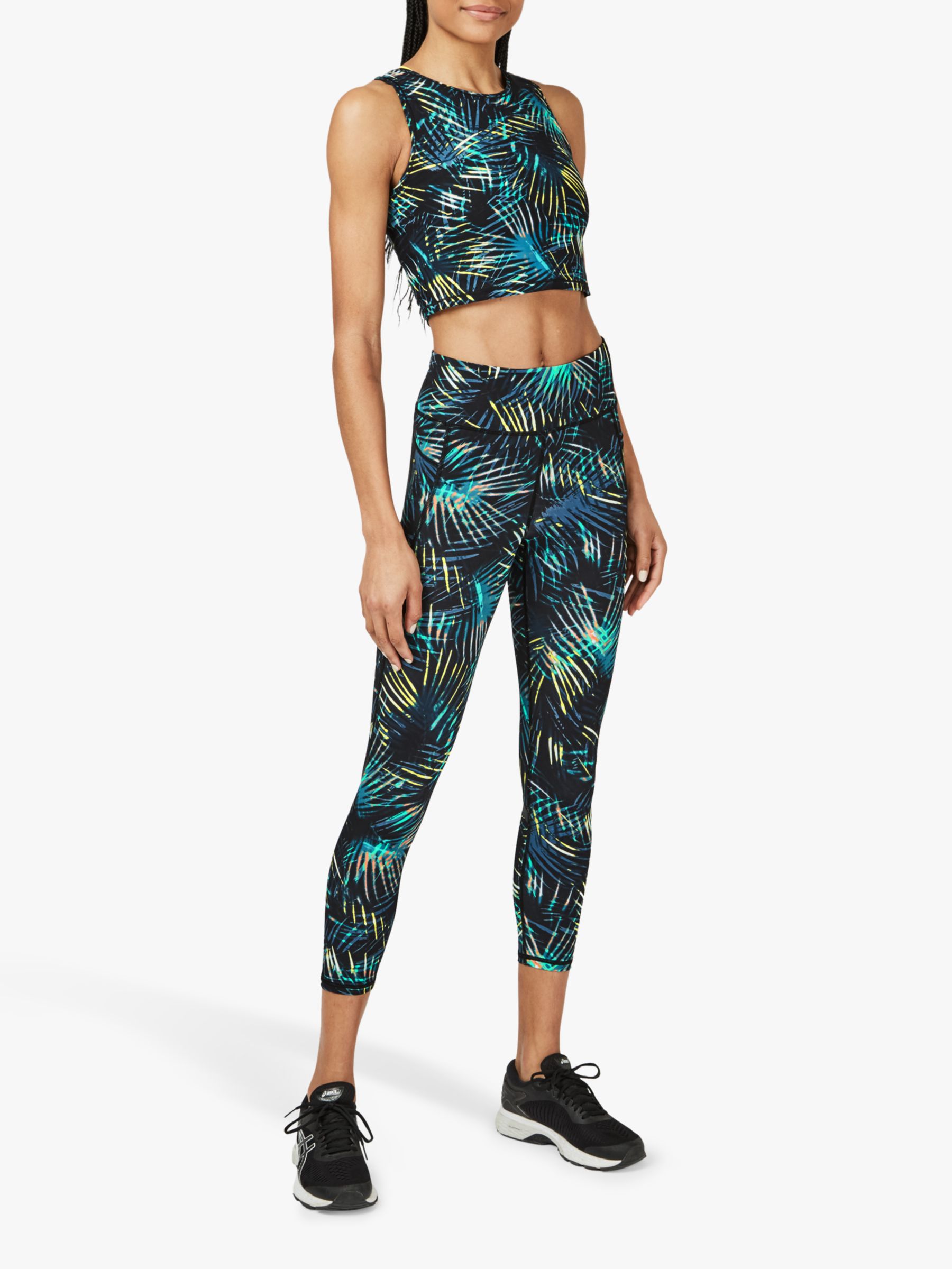 Sweaty Betty Zero Gravity Run Vest, Black Neon Tropical Print