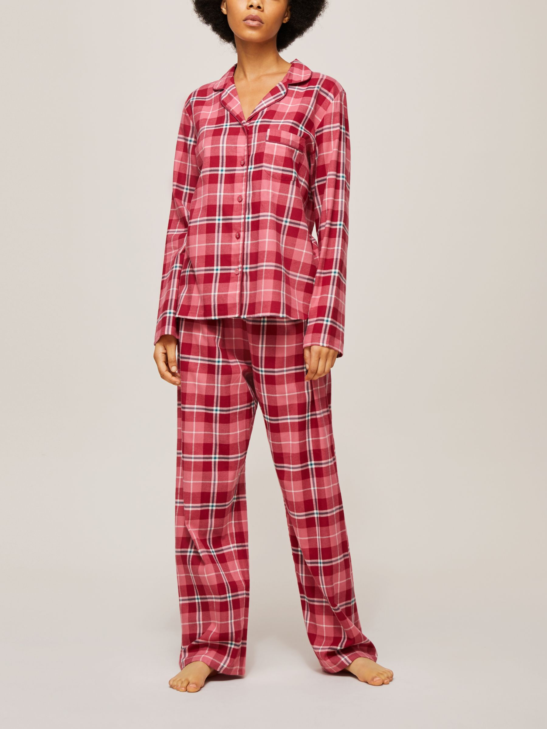 John Lewis & Partners Check Pyjama Gift Set, Garnet Red at John Lewis ...