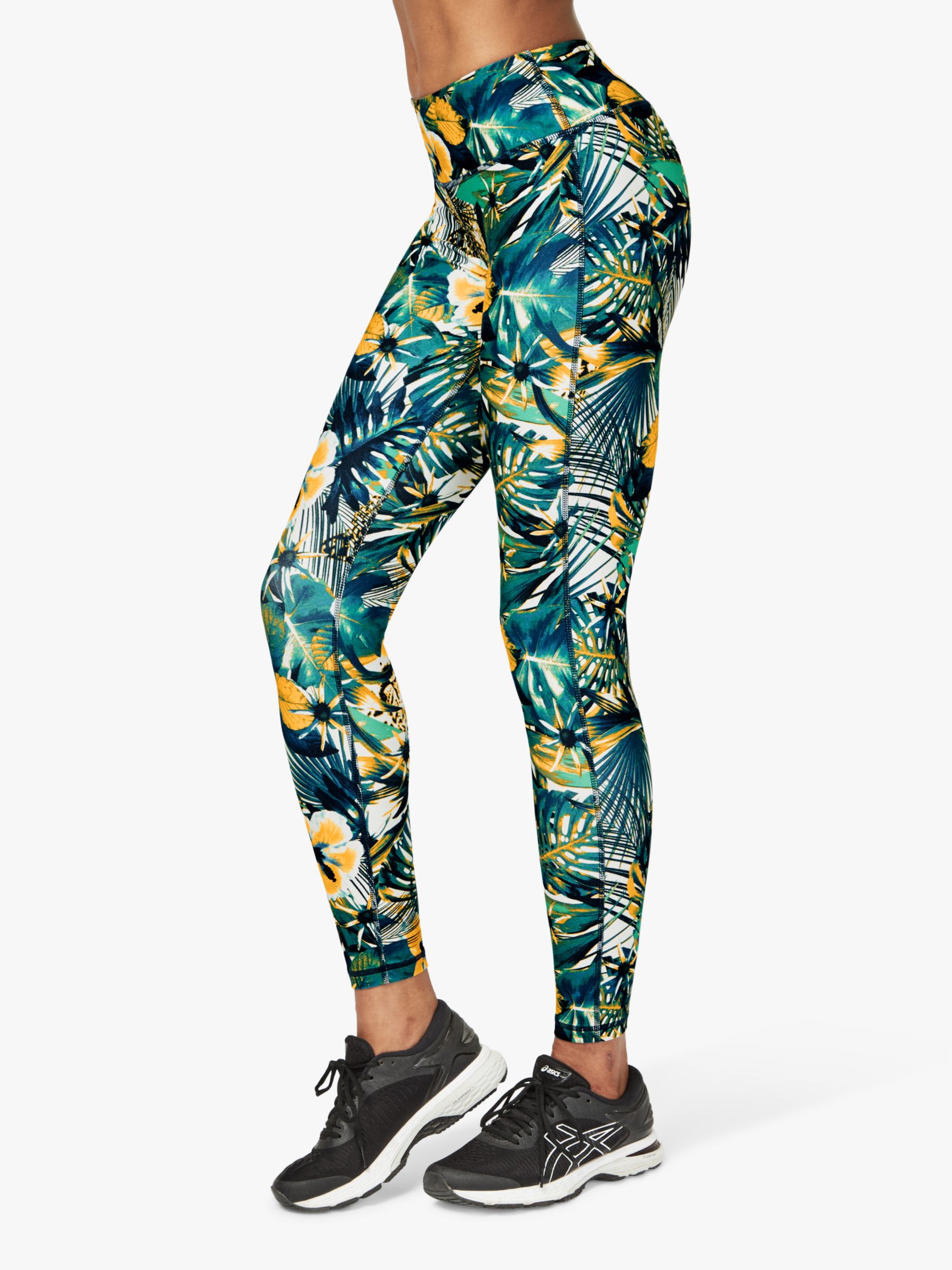 Sweaty Betty All Day Contour Workout Leggings, Green Hibiscus