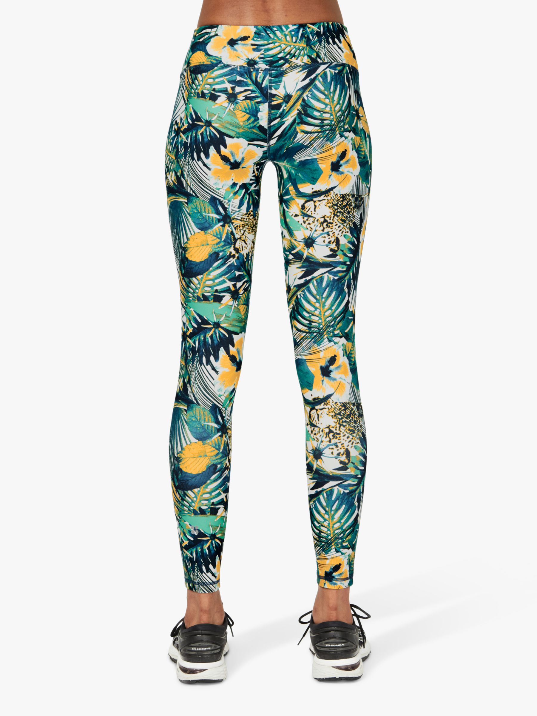 Sweaty Betty All Day Contour Workout Leggings, Green Hibiscus Floral Print