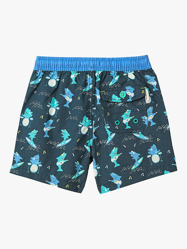 White Stuff Boys' Shark Print Swim Shorts, Blue at John Lewis & Partners