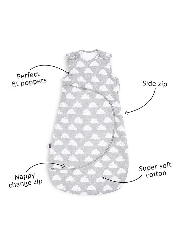 Snüz SnüzPouch Clouds Baby Sleeping Bag, 1 Tog, Grey, 0-6 months