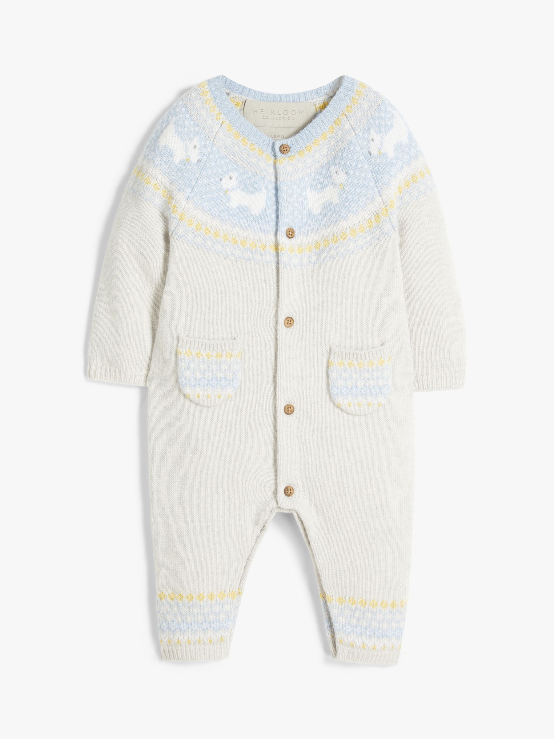 John Lewis & Partners Heirloom Collection Baby Knitted AllInOne, Grey