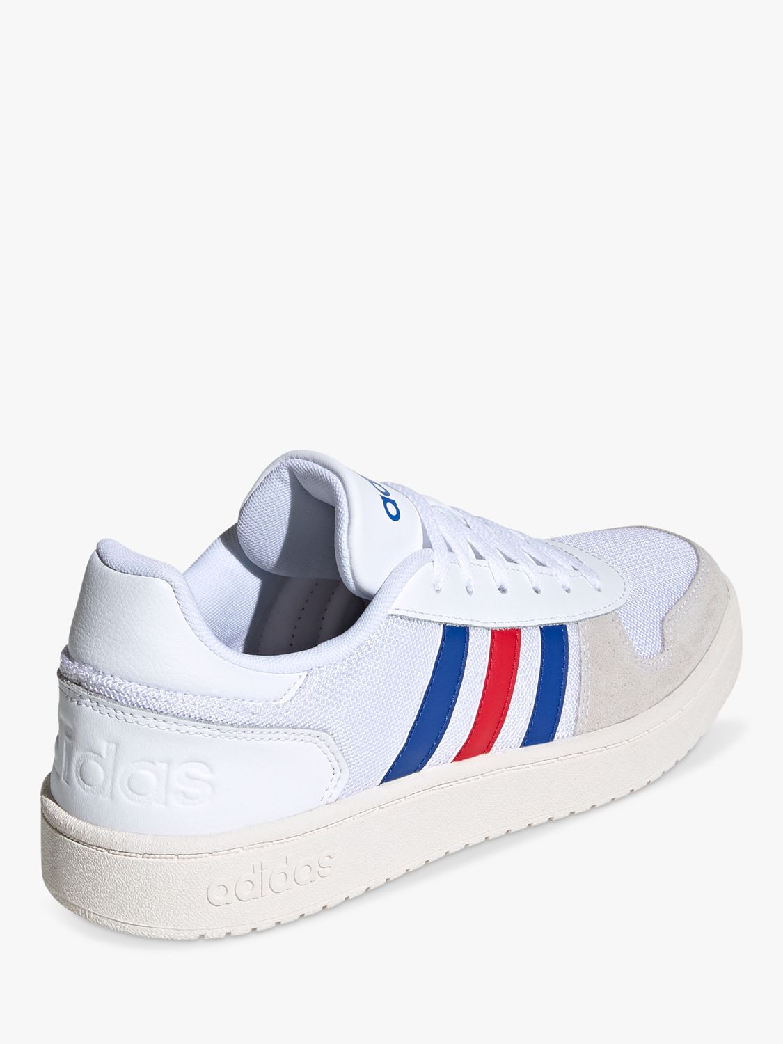 adidas Hoops 2.0 Leather Lace Up Trainers, White/Scarlet/Royal Blue at ...