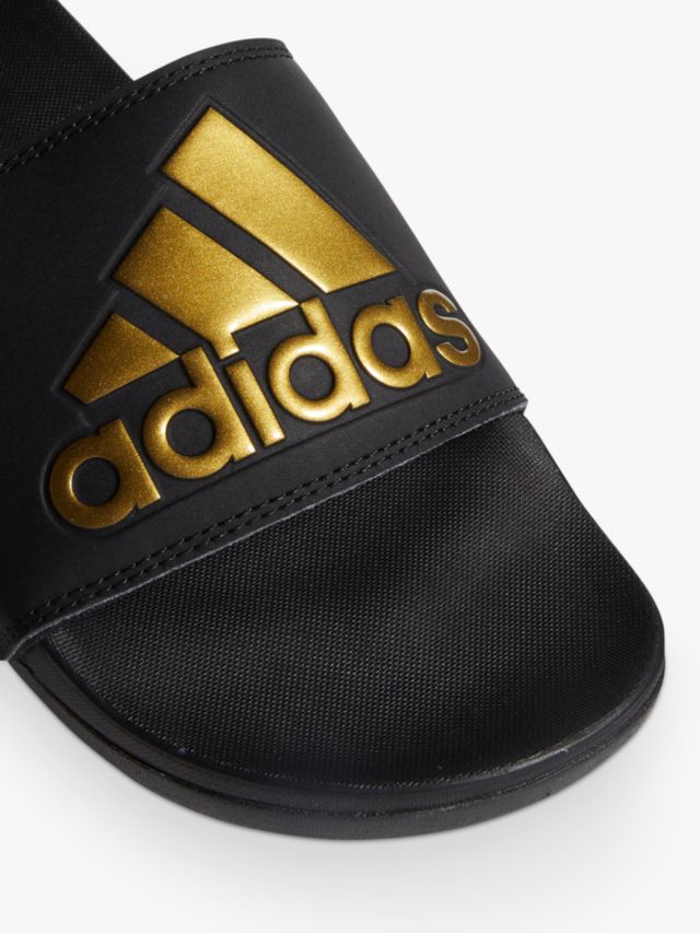 adidas Adilette Aqua Comfort Slides Slippers, Black/Gold/Black, 8