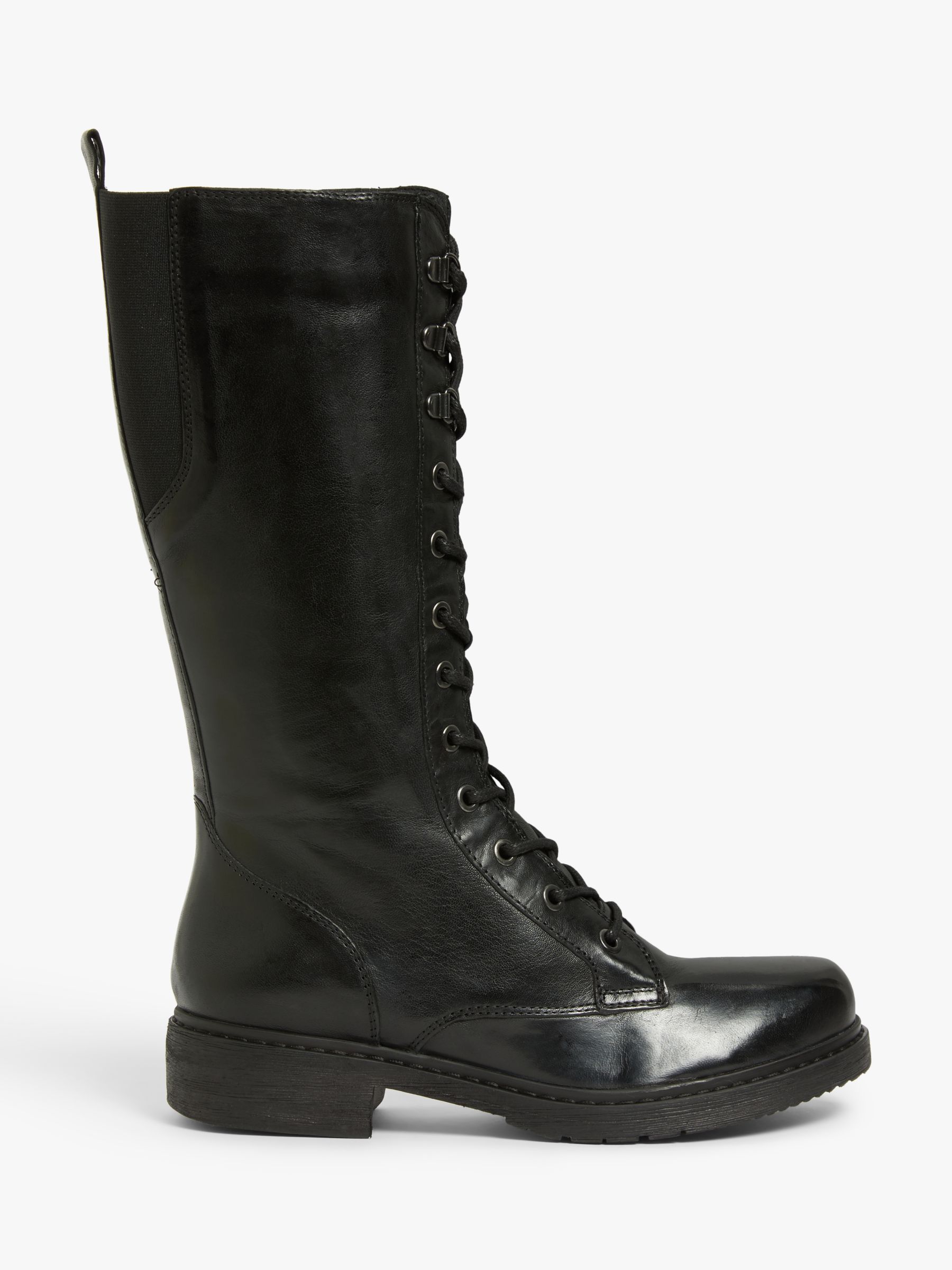 John Lewis & Partners Remy Calf Length Biker Boots, Black at John Lewis ...