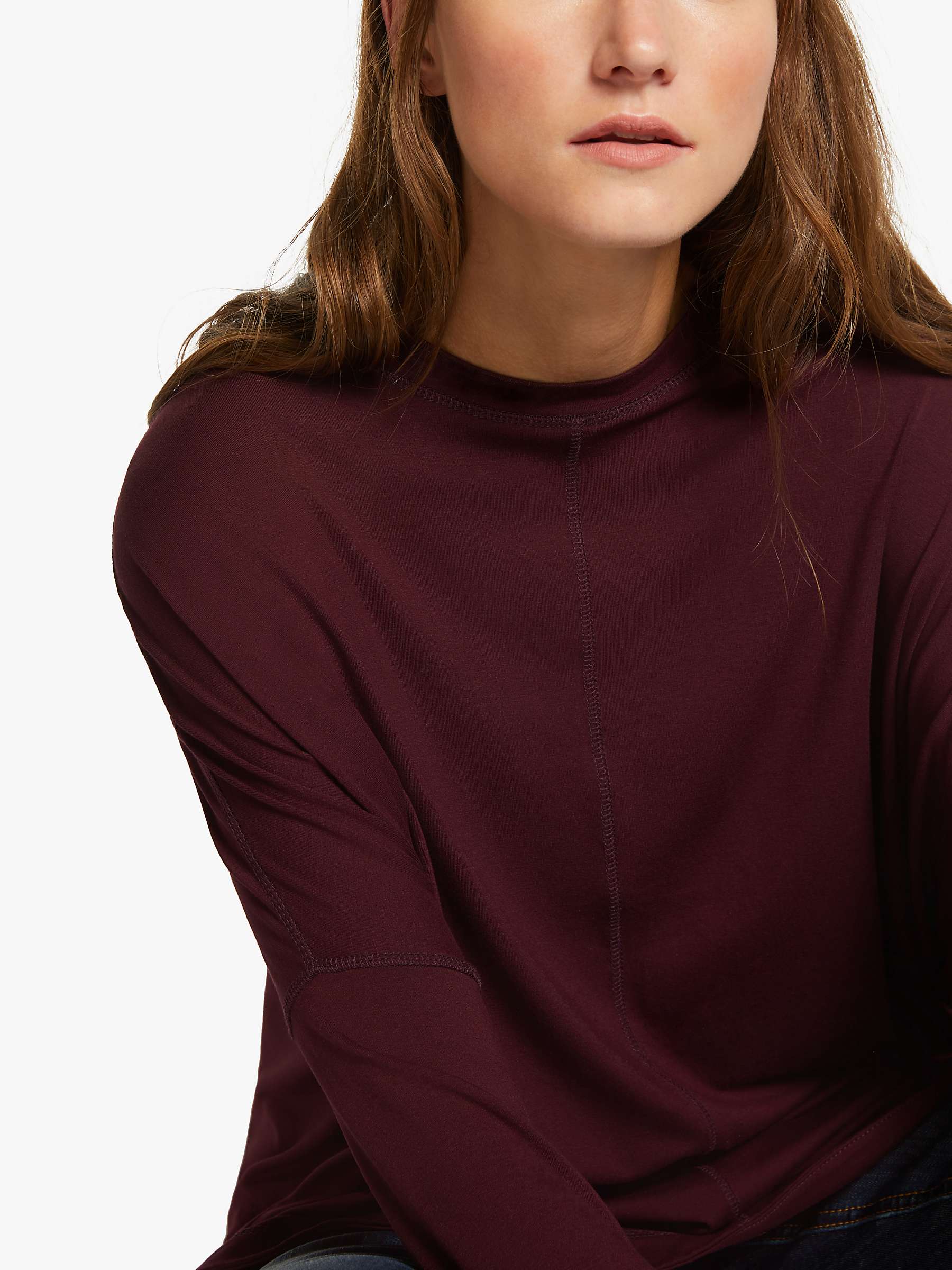 AND/OR Orla Stitch Long Sleeved T-Shirt, Burgundy at John Lewis & Partners
