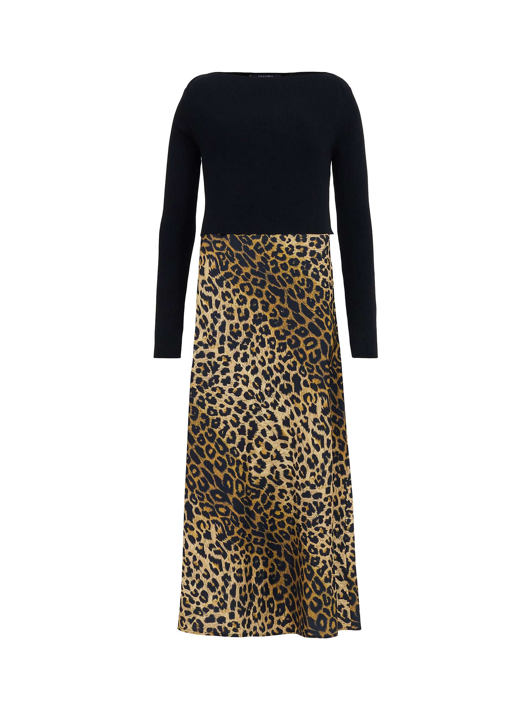 Buy AllSaints Leppo Leopard Print Maxi Dress, Black Online at johnlewis.com