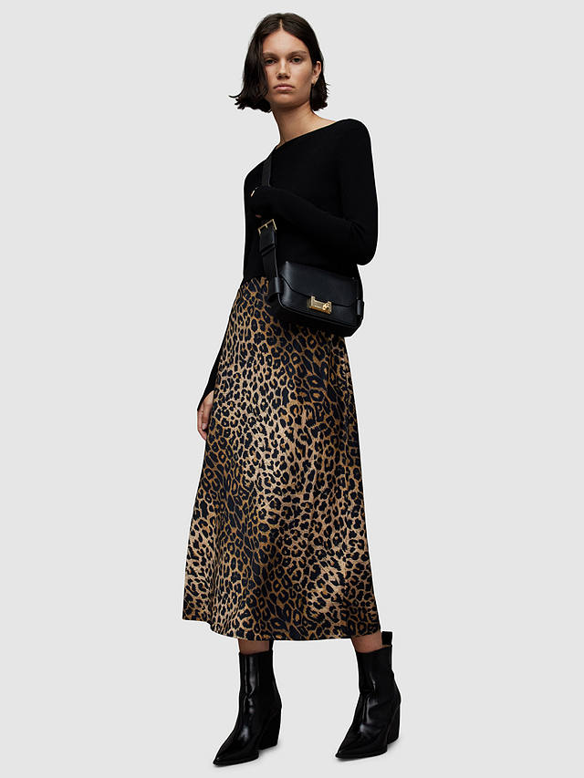 AllSaints Leppo Leopard Print Maxi Dress, Black