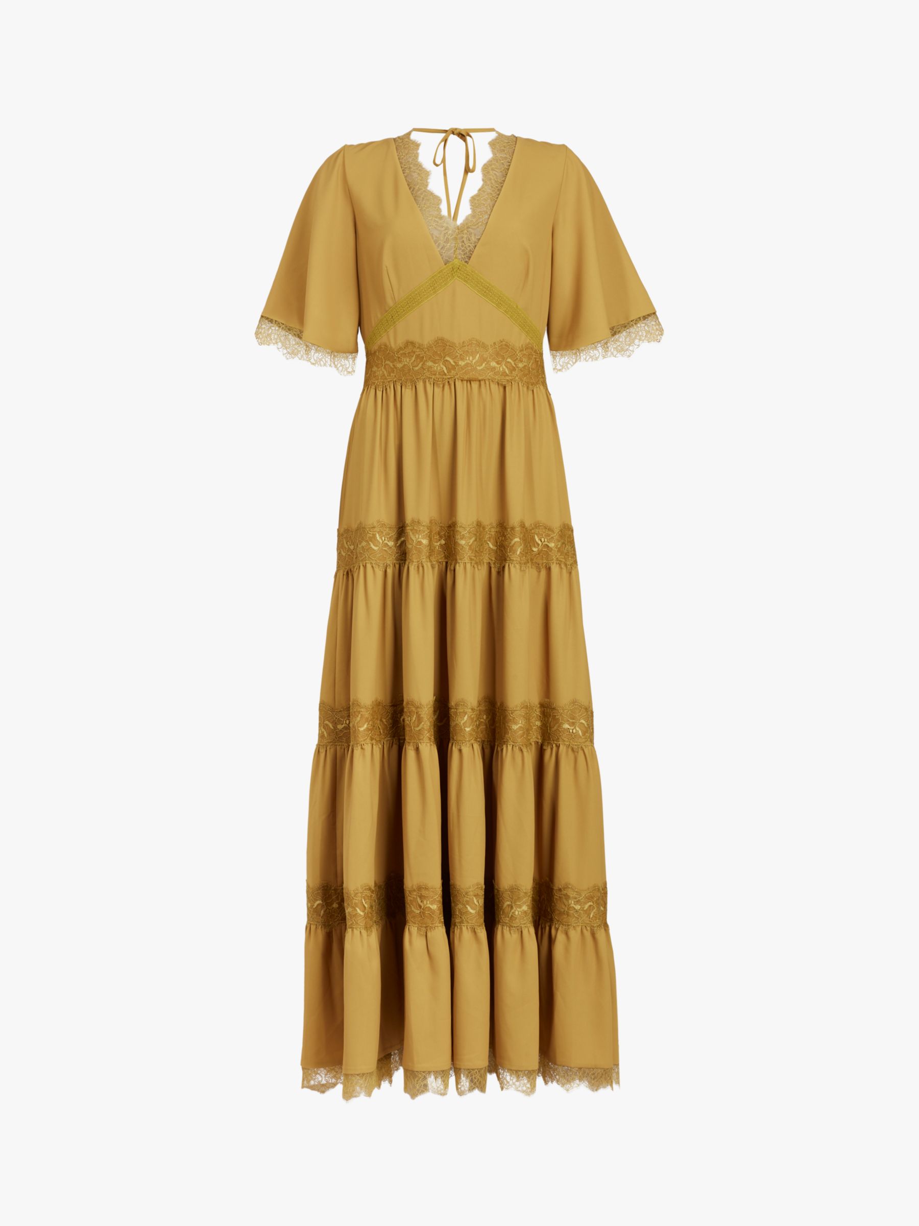 AllSaints Eris Frill Maxi Dress, Pear Green