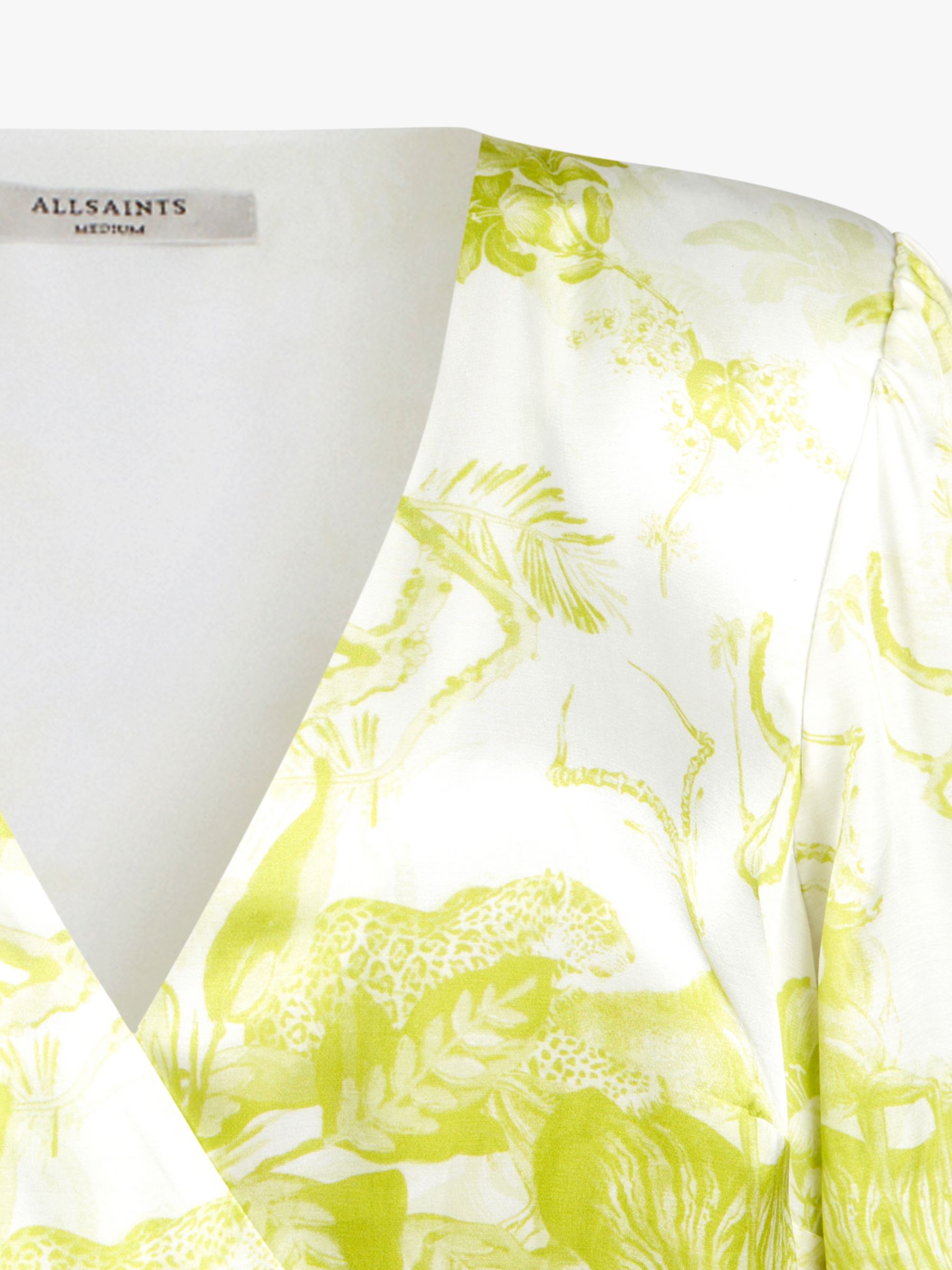 AllSaints Tage Floral Dress, Chartreuse Yellow at John Lewis & Partners