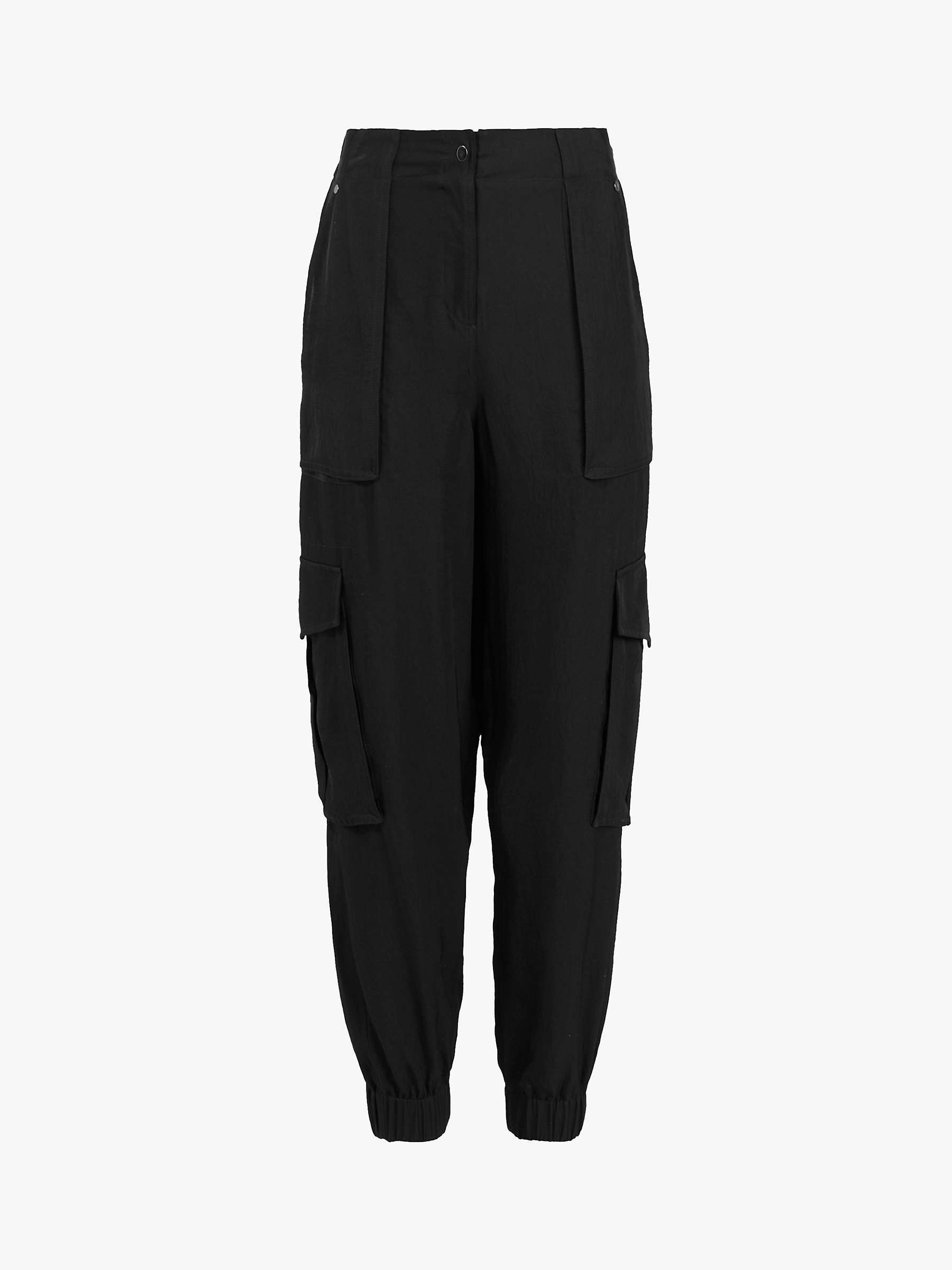 AllSaints Frieda Mid Rise Utility Trousers, Black at John Lewis & Partners