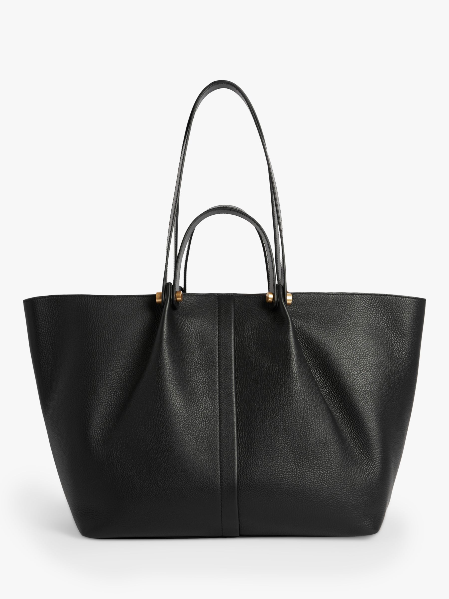 AllSaints Allington Leather East West Tote Bag, Black at John Lewis ...