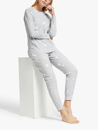 John Lewis & Partners Gabrielle Star Jersey Gift Pyjama Set, Grey