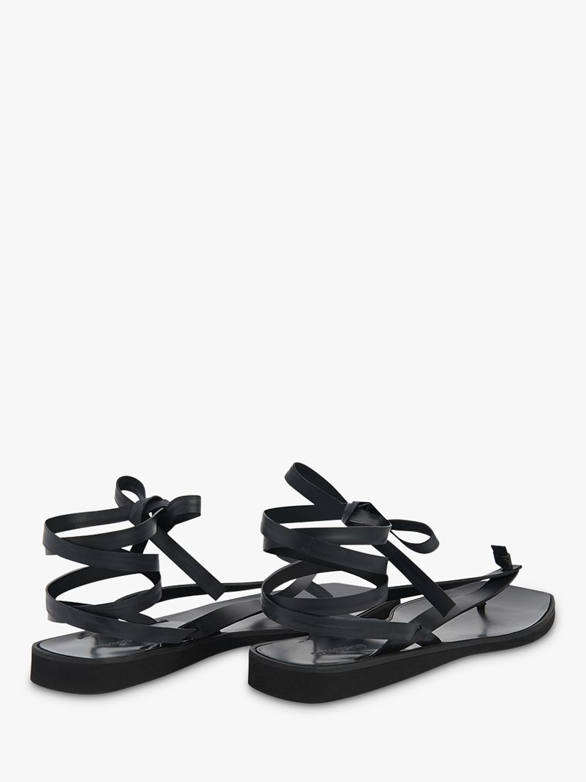 Whistles Dillon Leather Knotted Flat Sandals, Black at John Lewis ...