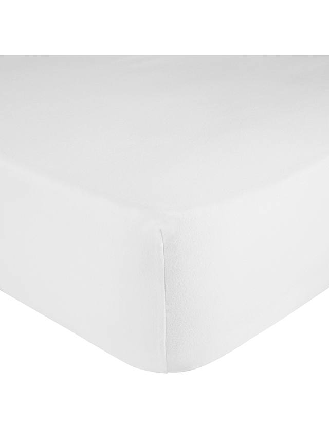 John Lewis & Partners Warm & Cosy Brushed Cotton Fitted Sheet, Double, White