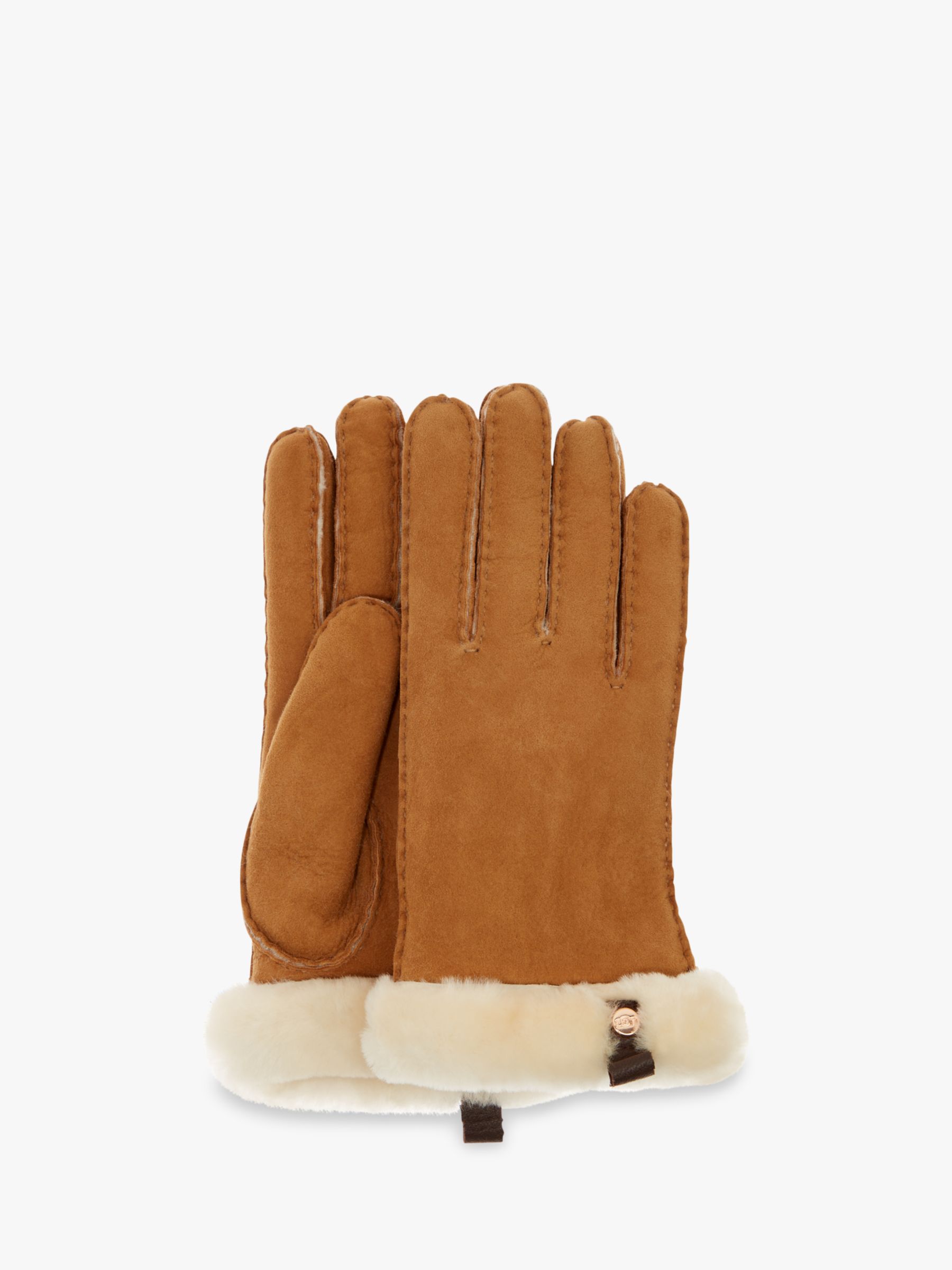 UGG Shorty Leather Gloves, Chestnut