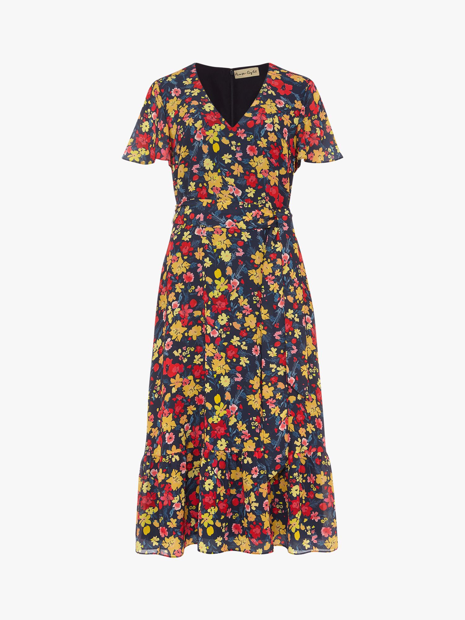 Phase Eight Ailee Floral Print Flared Dress, Antique Rose/Black