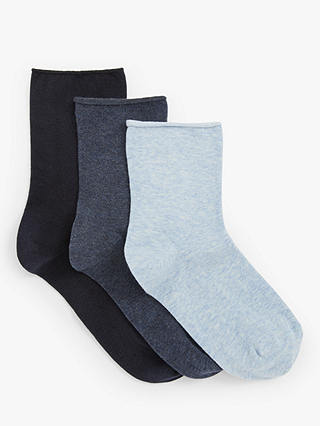 John Lewis Women's Organic Cotton Rich Ankle Socks, Pack of 3