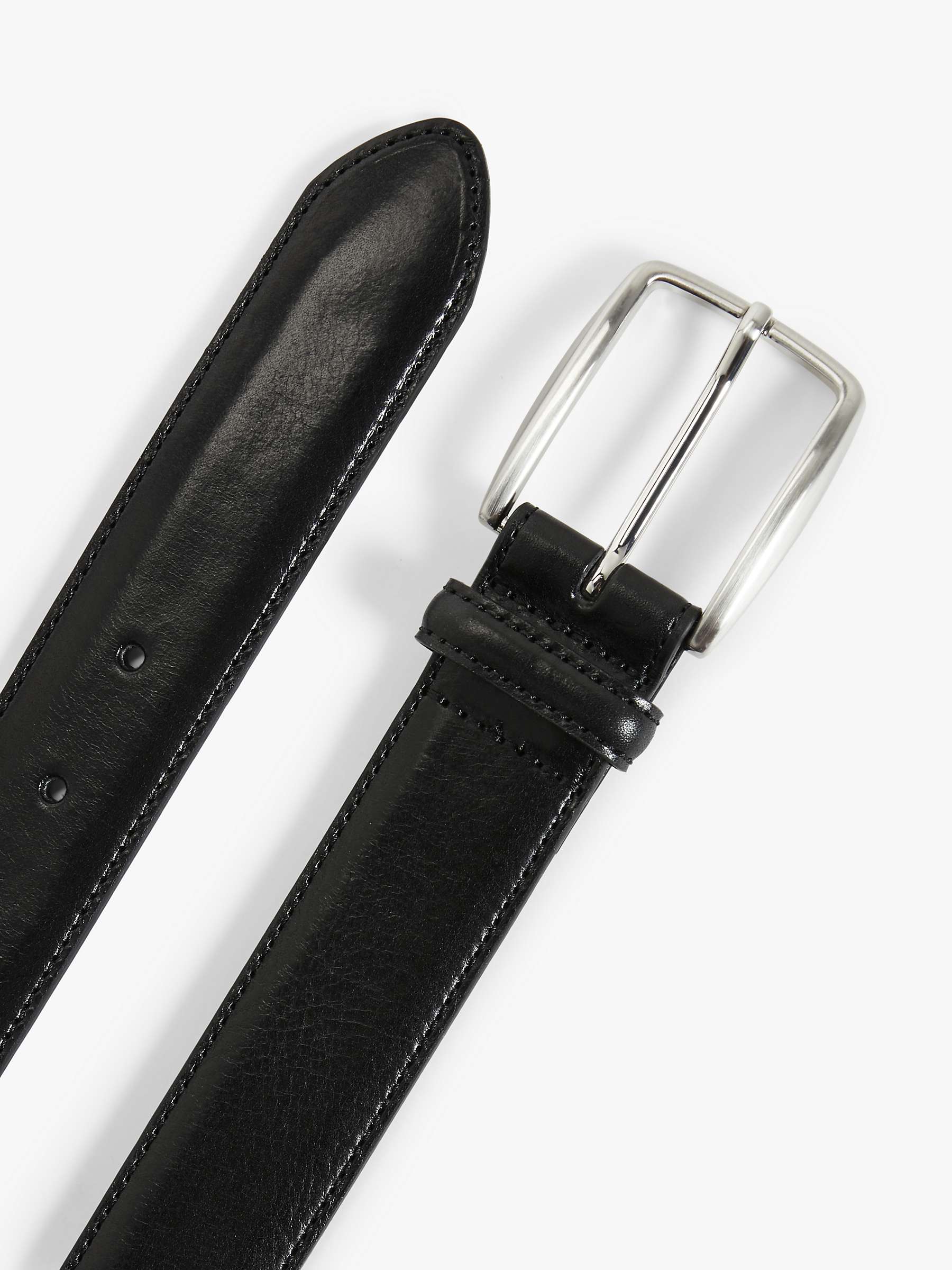 John Lewis Made in Italy 35mm Stitched Leather Belt, Black at John ...
