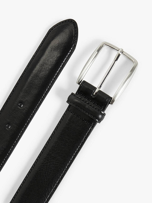 John Lewis Made in Italy 35mm Stitched Leather Belt, Black