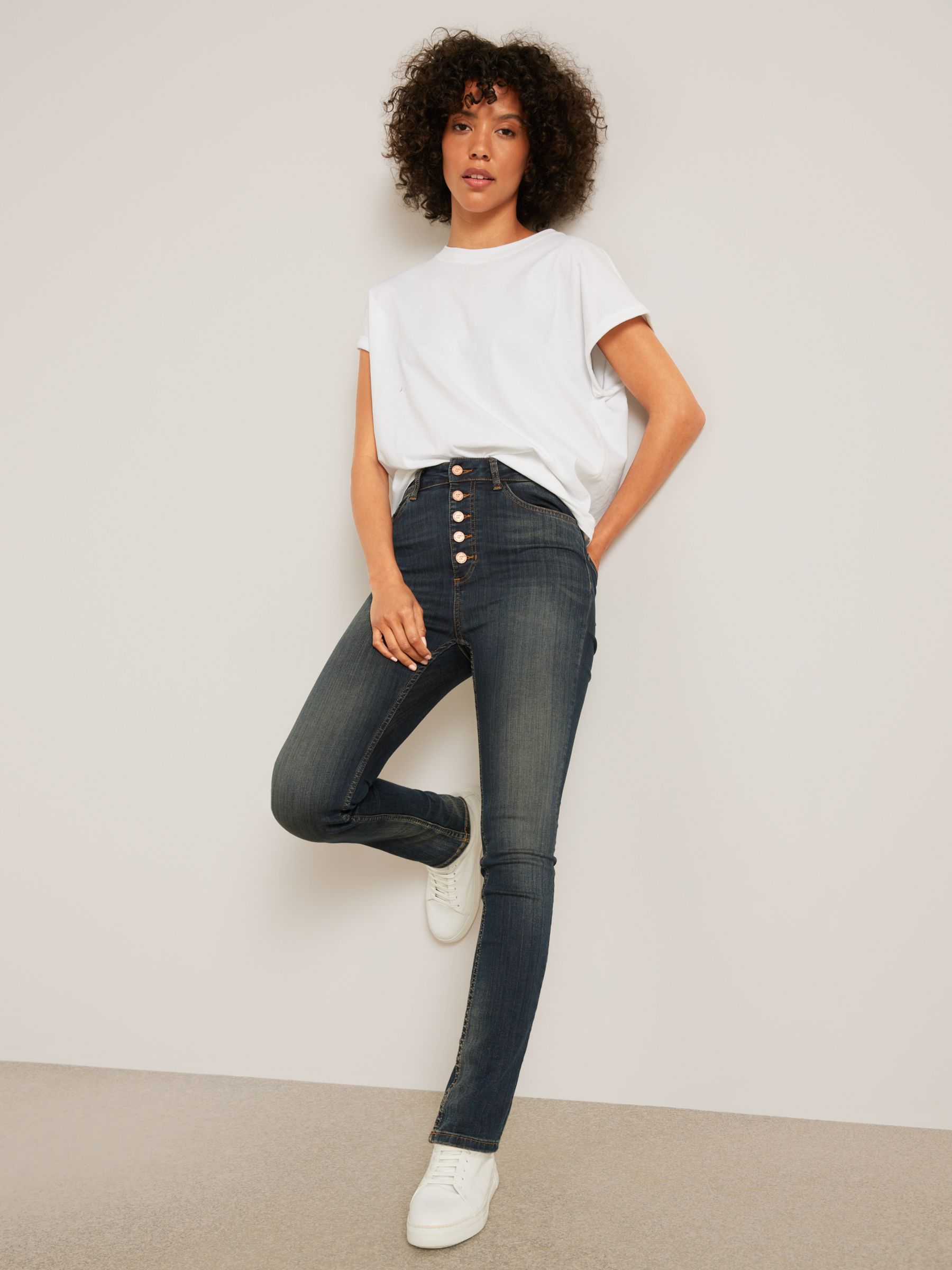 AND/OR High Waist Abbot Kinney Button Fly Jeans, Deja Blue at John ...