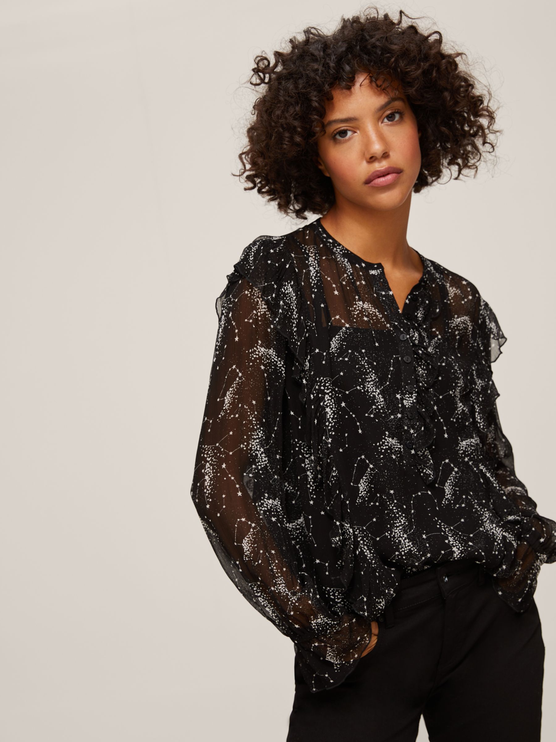 AND/OR Esme Constellation Opaque Blouse, Black at John Lewis & Partners