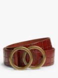 John Lewis Olivia O Detail Croc Leather Jeans Belt, Brown