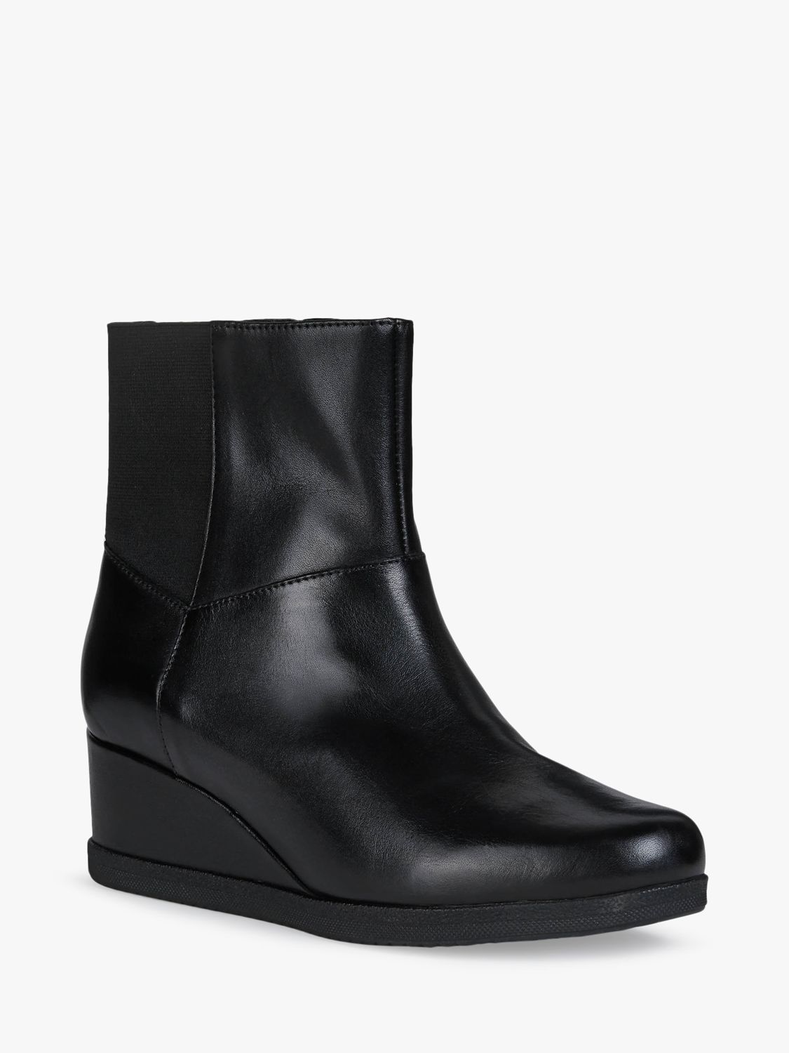 Women's Anylla Leather Wedge Heel Boots, Black at John Lewis & Partners