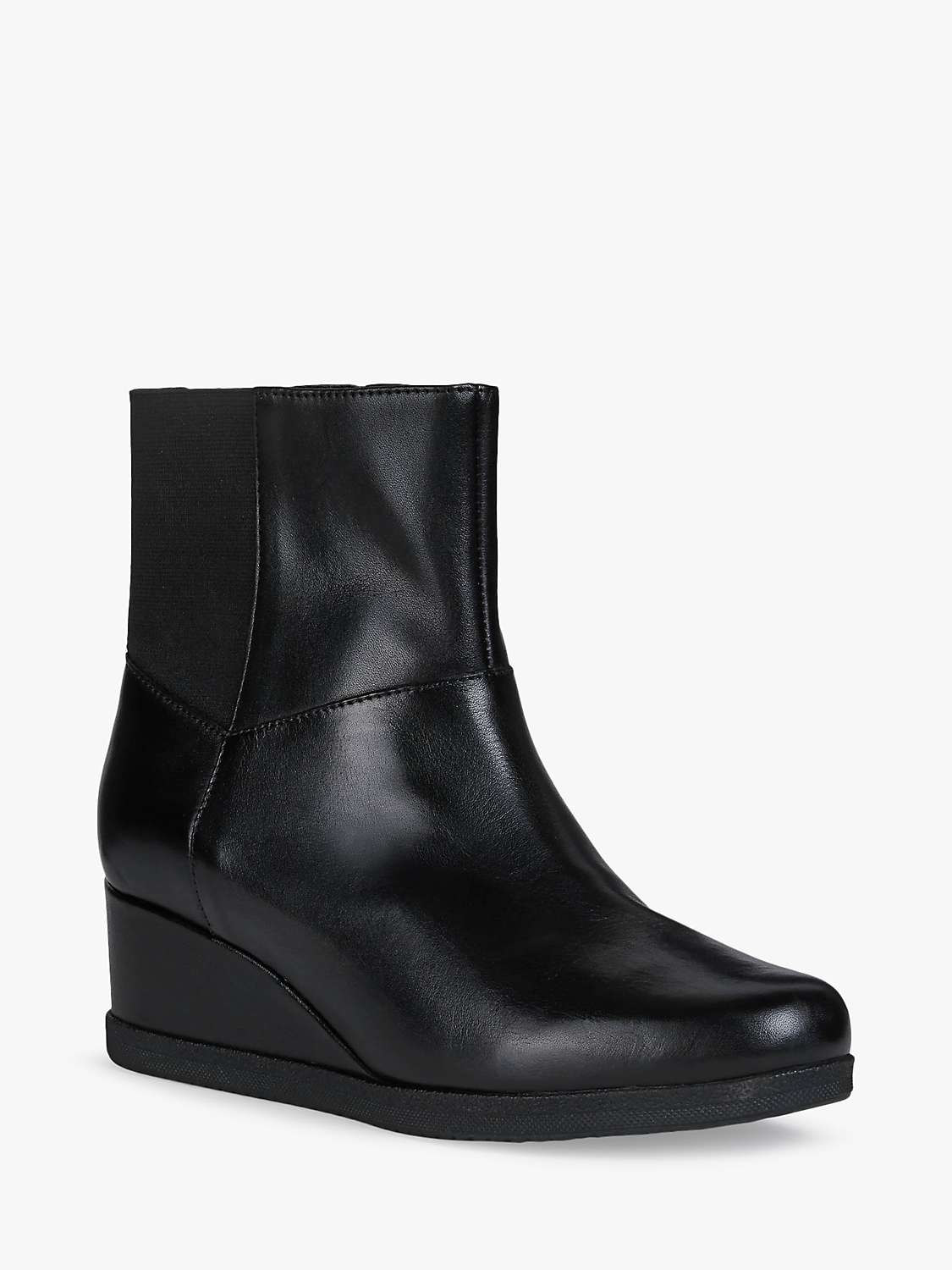 Buy Geox Women's Anylla Leather Wedge Heel Boots, Black Online at johnlewis.com