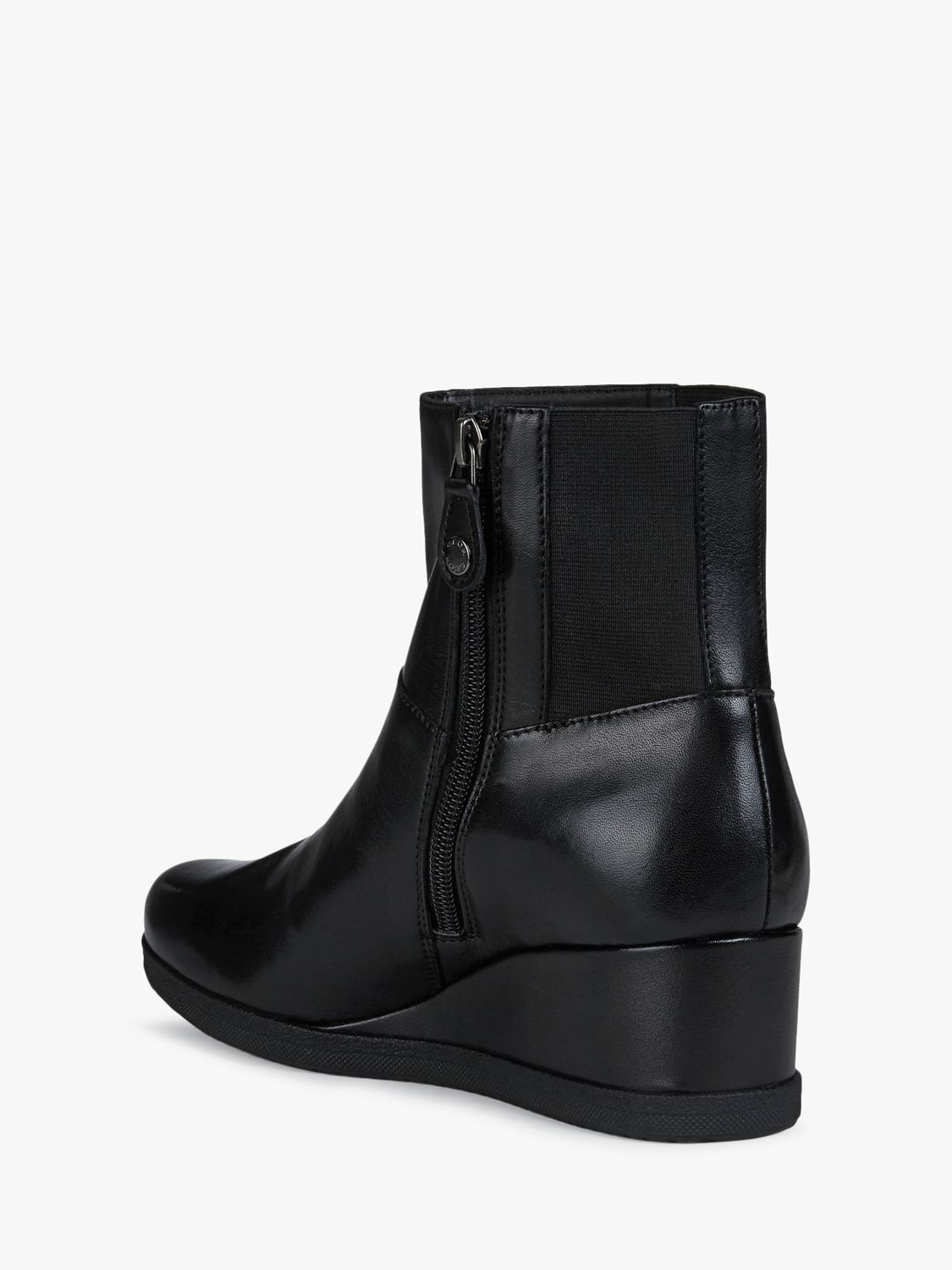 Buy Geox Women's Anylla Leather Wedge Heel Boots, Black Online at johnlewis.com