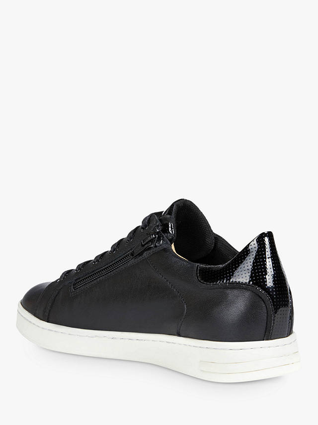 Geox Women's Jaysen Leather Lace Up Trainers, Black at John Lewis ...