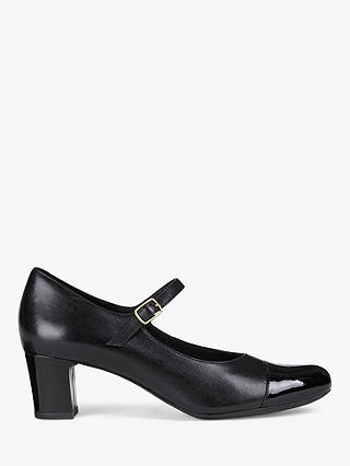 Geox Women's Umbretta Leather Heeled Mary Jane Shoes, Black
