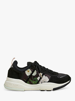 Ted Baker Keaton Suede Floral Trainers, Black