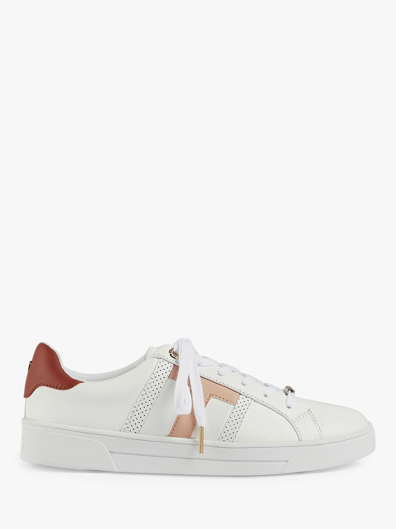 Ted Baker Ottoli Tedah Leather Perforated T Detail Trainers, White