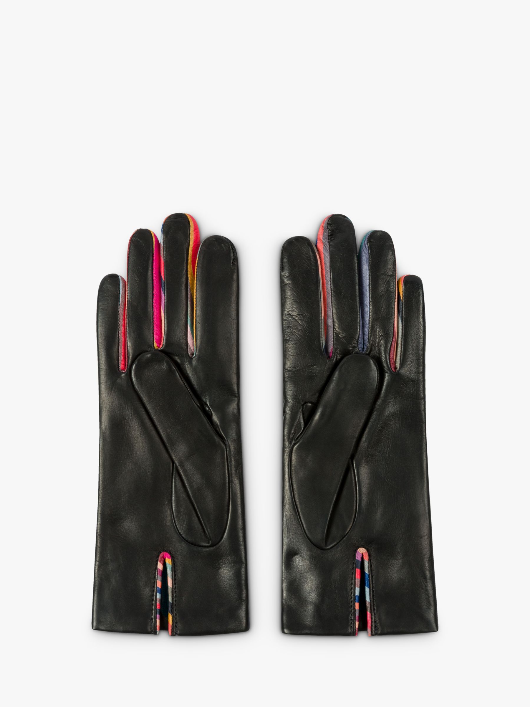 Paul Smith Swirl Stripe Leather and Cashmere Blend Gloves, Multi