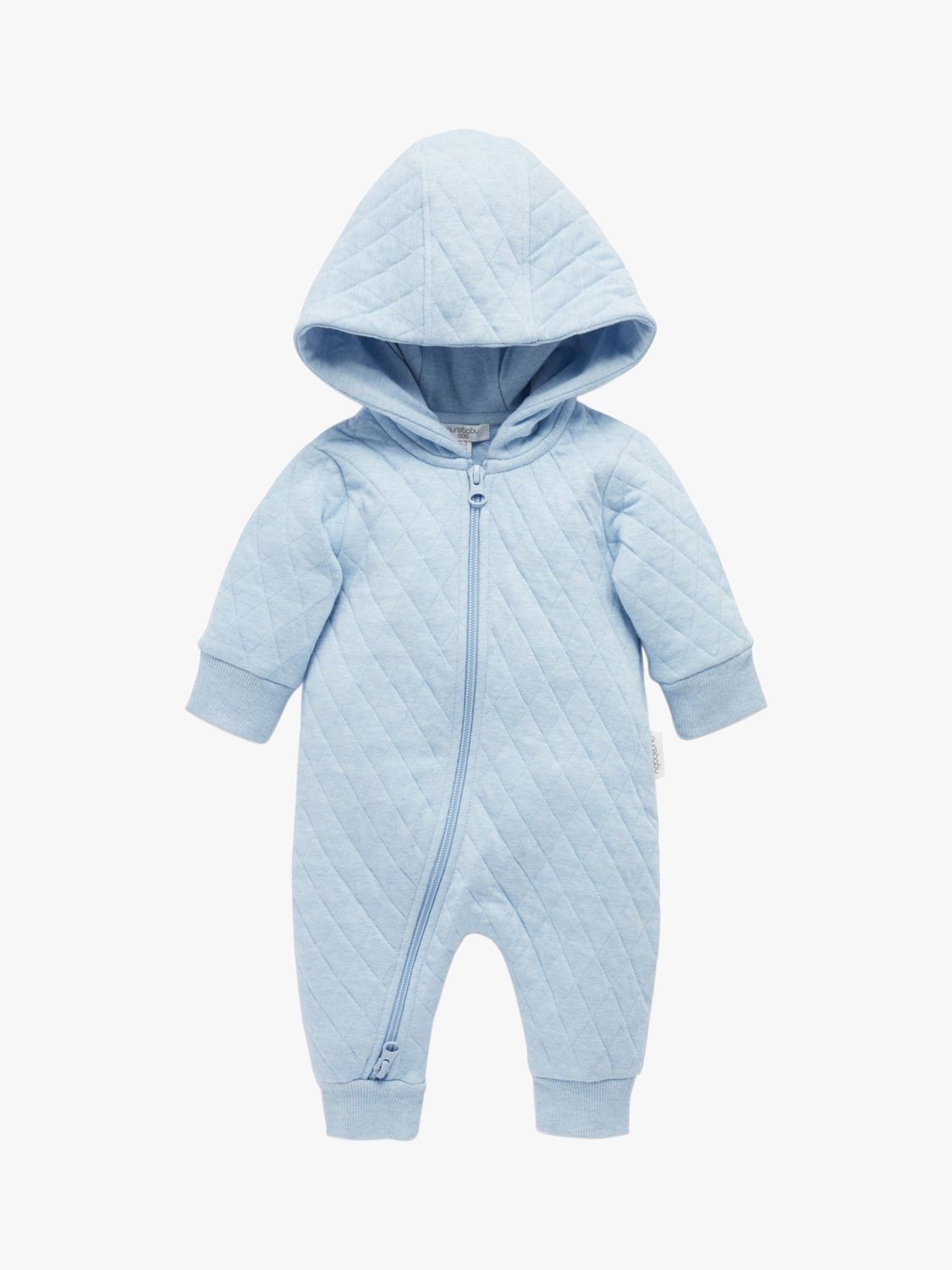 Purebaby Organic Cotton Quilted Grow Suit, Soft Blue Melange, Newborn