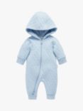 Purebaby Organic Cotton Quilted Grow Suit, Soft Blue Melange