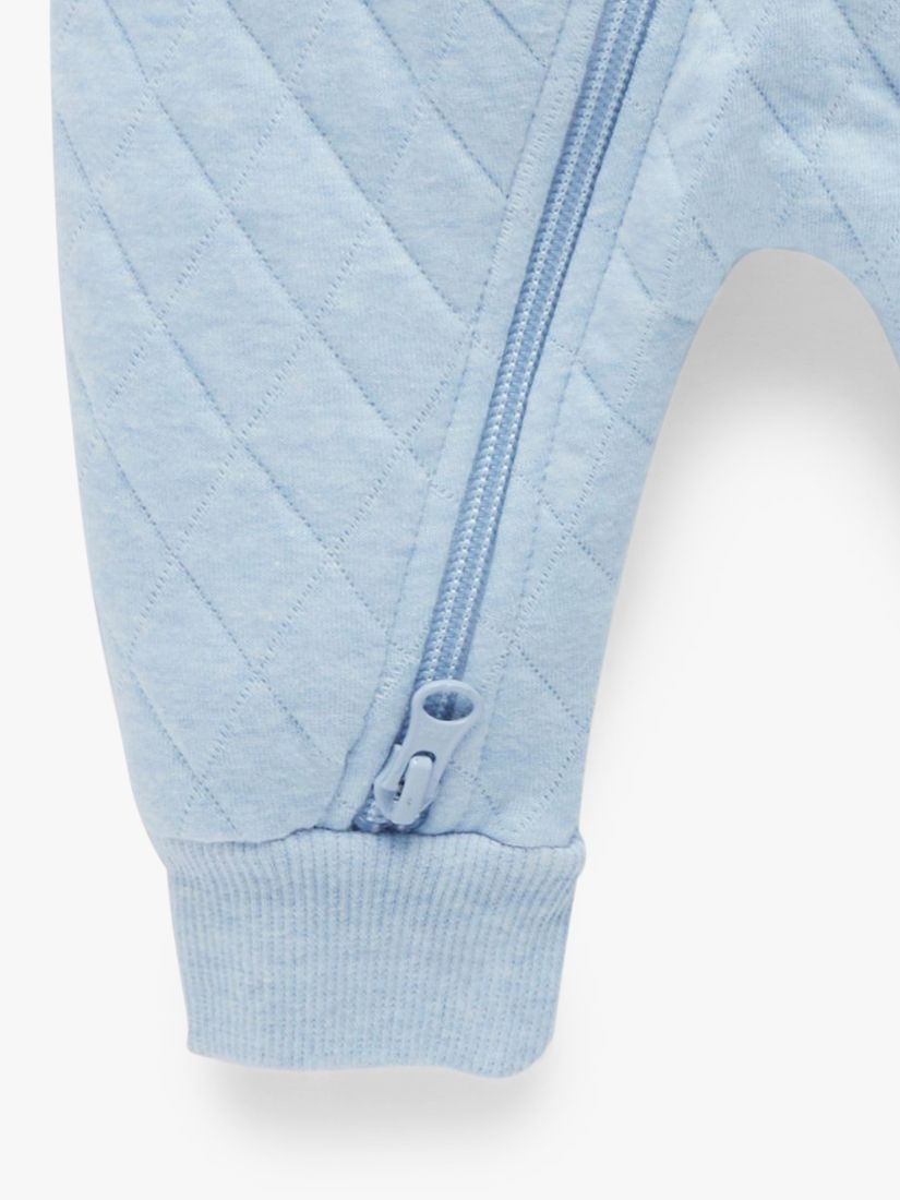 Buy Purebaby Organic Cotton Quilted Grow Suit, Soft Blue Melange Online at johnlewis.com