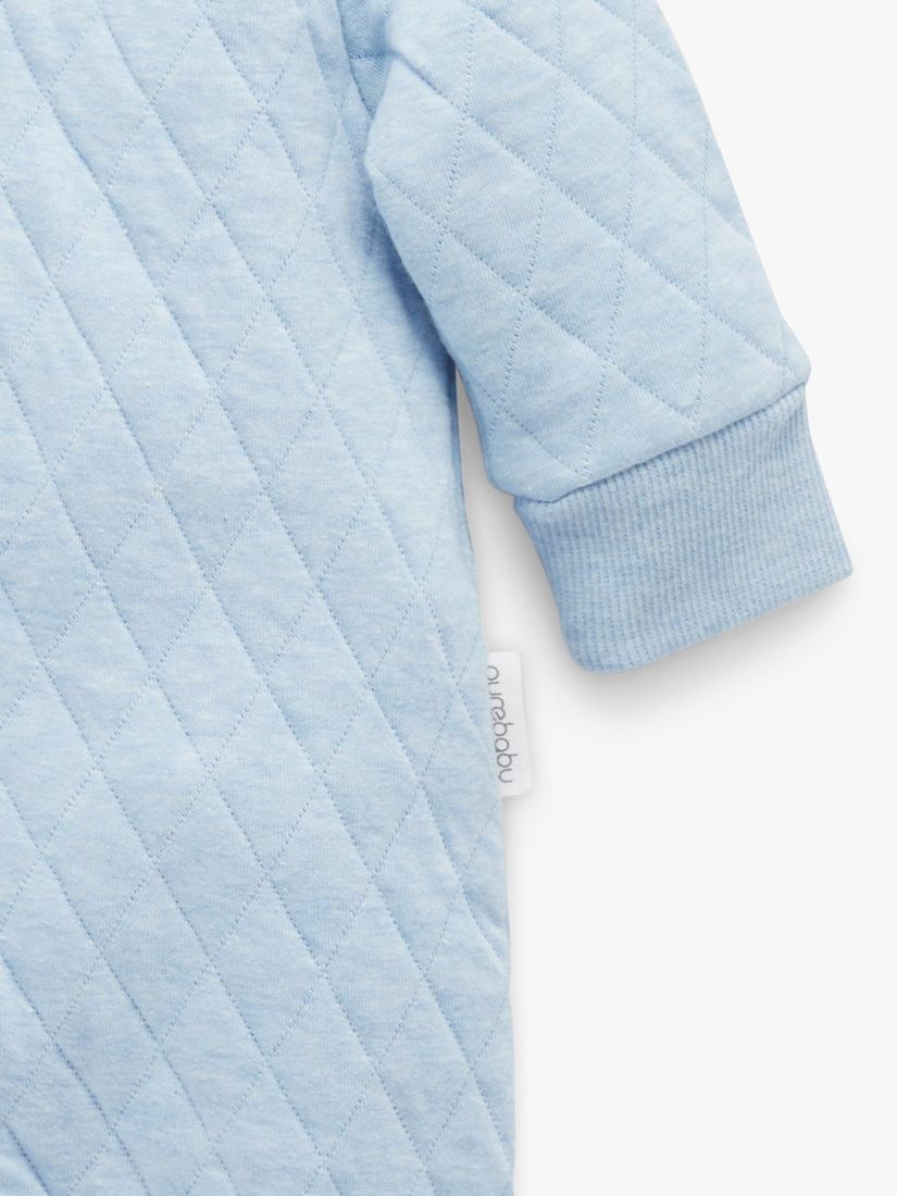 Purebaby Organic Cotton Quilted Grow Suit, Soft Blue Melange, Newborn