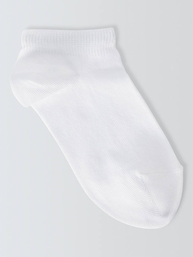 John Lewis ANYDAY Kids' Trainer Liner Socks, Pack of 7, White, White