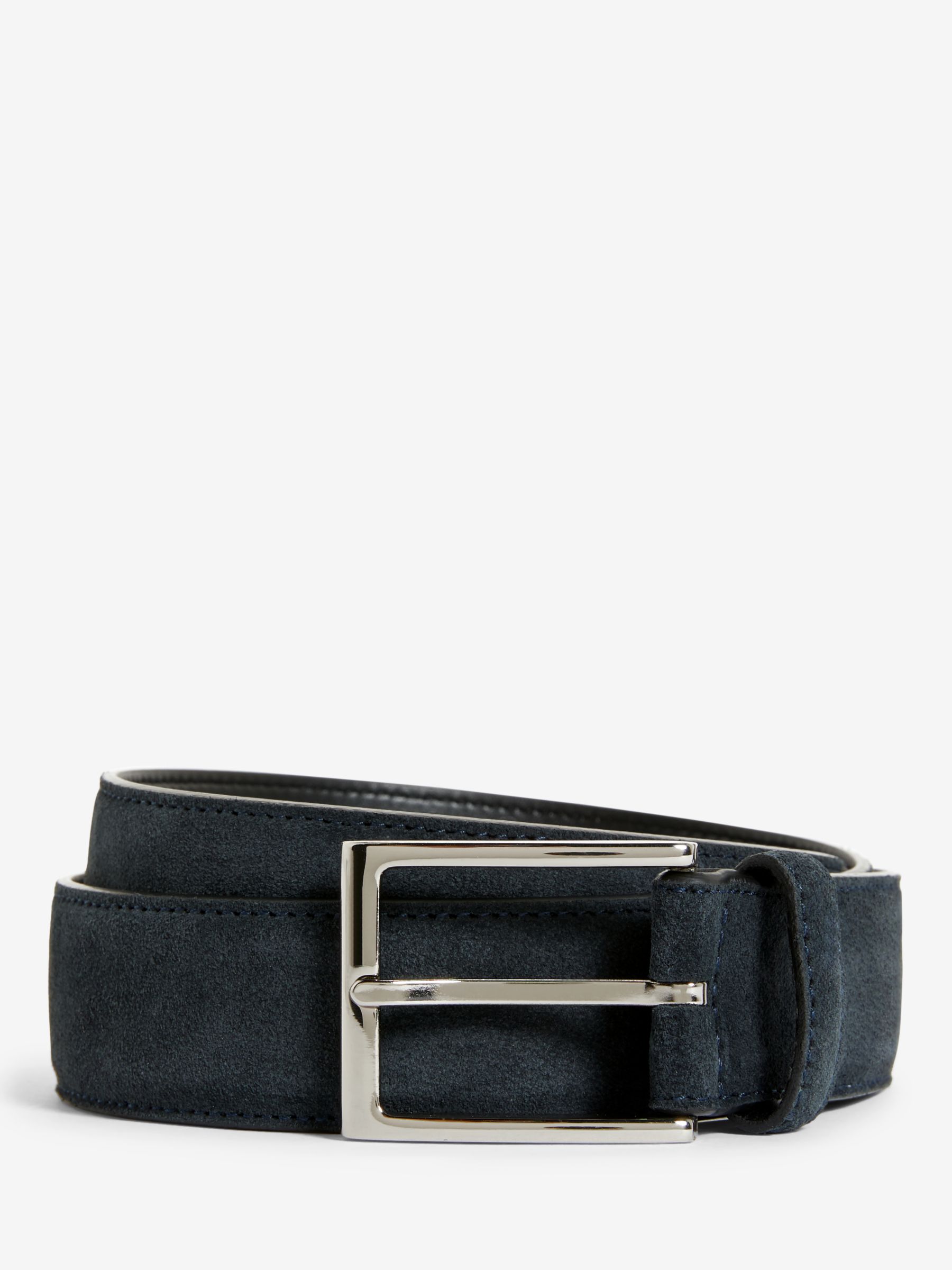 John Lewis Made in Italy 35mm Suede Belt, Navy, S