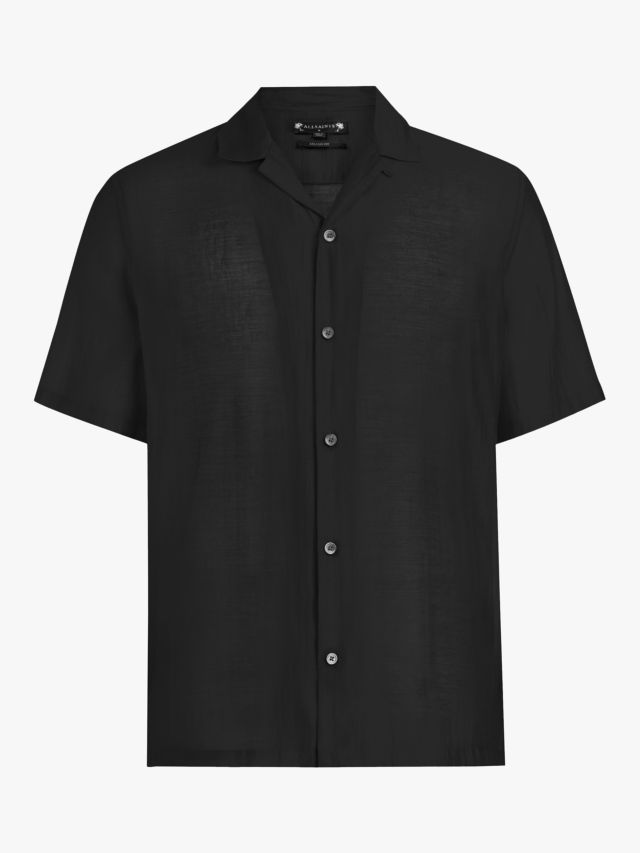 AllSaints Solana Sheer Short Sleeve Shirt, Black, XS