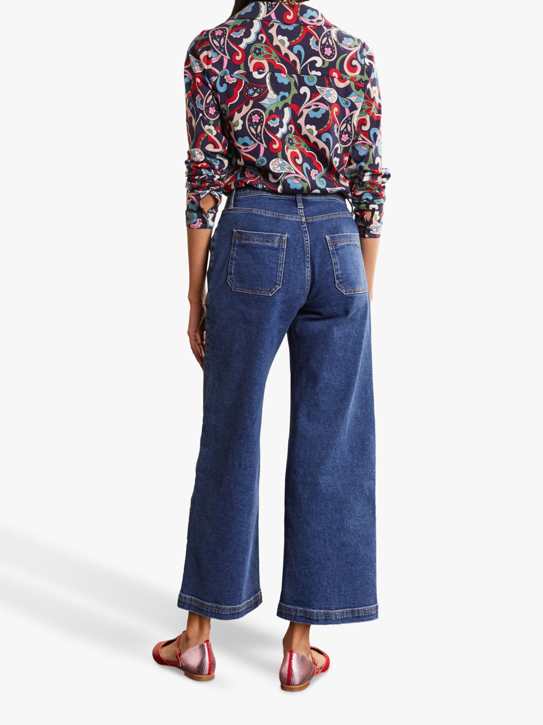 Boden Cropped Wide Leg Jeans, Mid Vintage at John Lewis & Partners