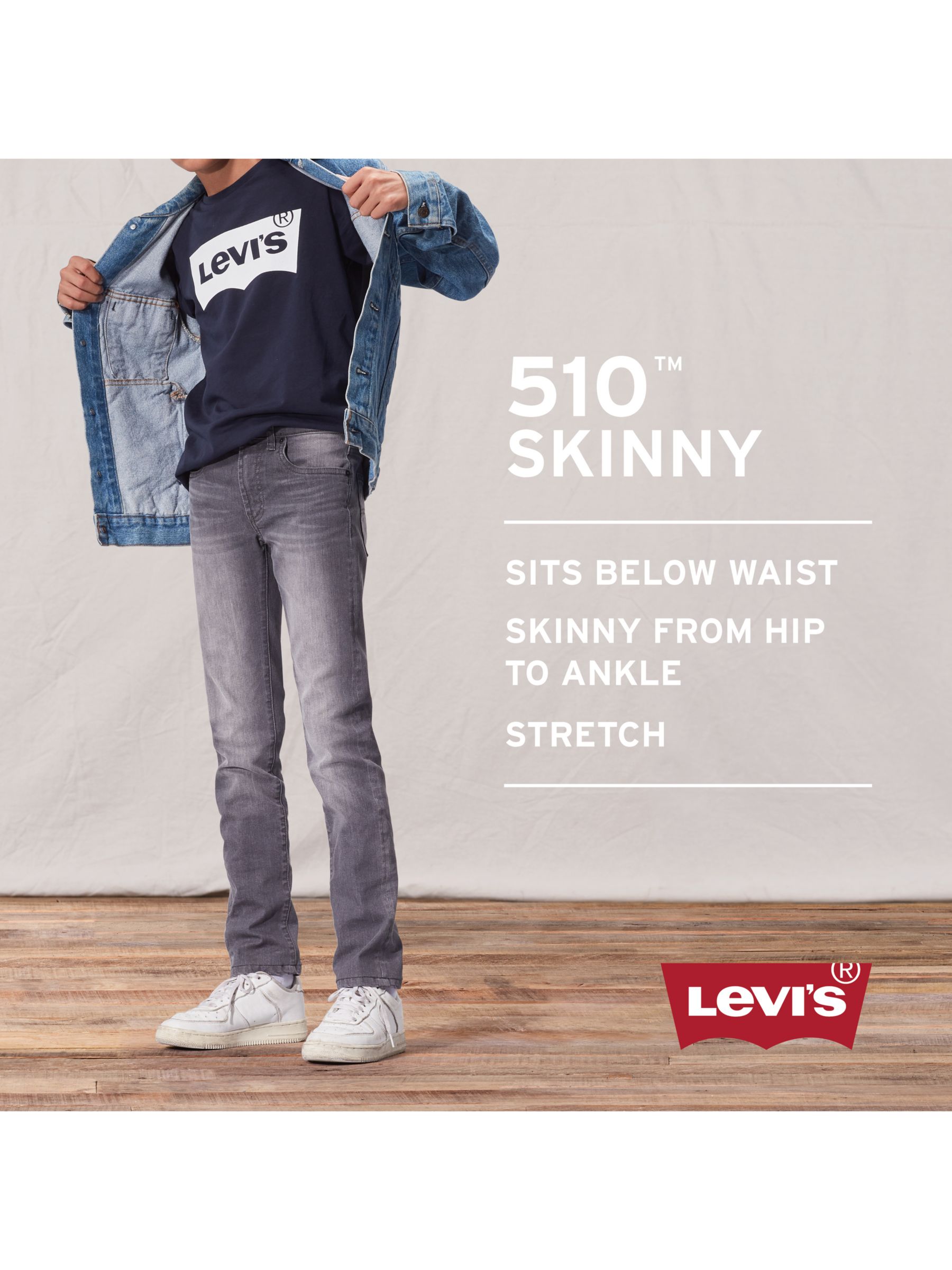 Makkelijk in de omgang Nodig hebben Sobriquette Levi's Boys' 510 Skinny Fit Jeans, Dark Blue at John Lewis & Partners