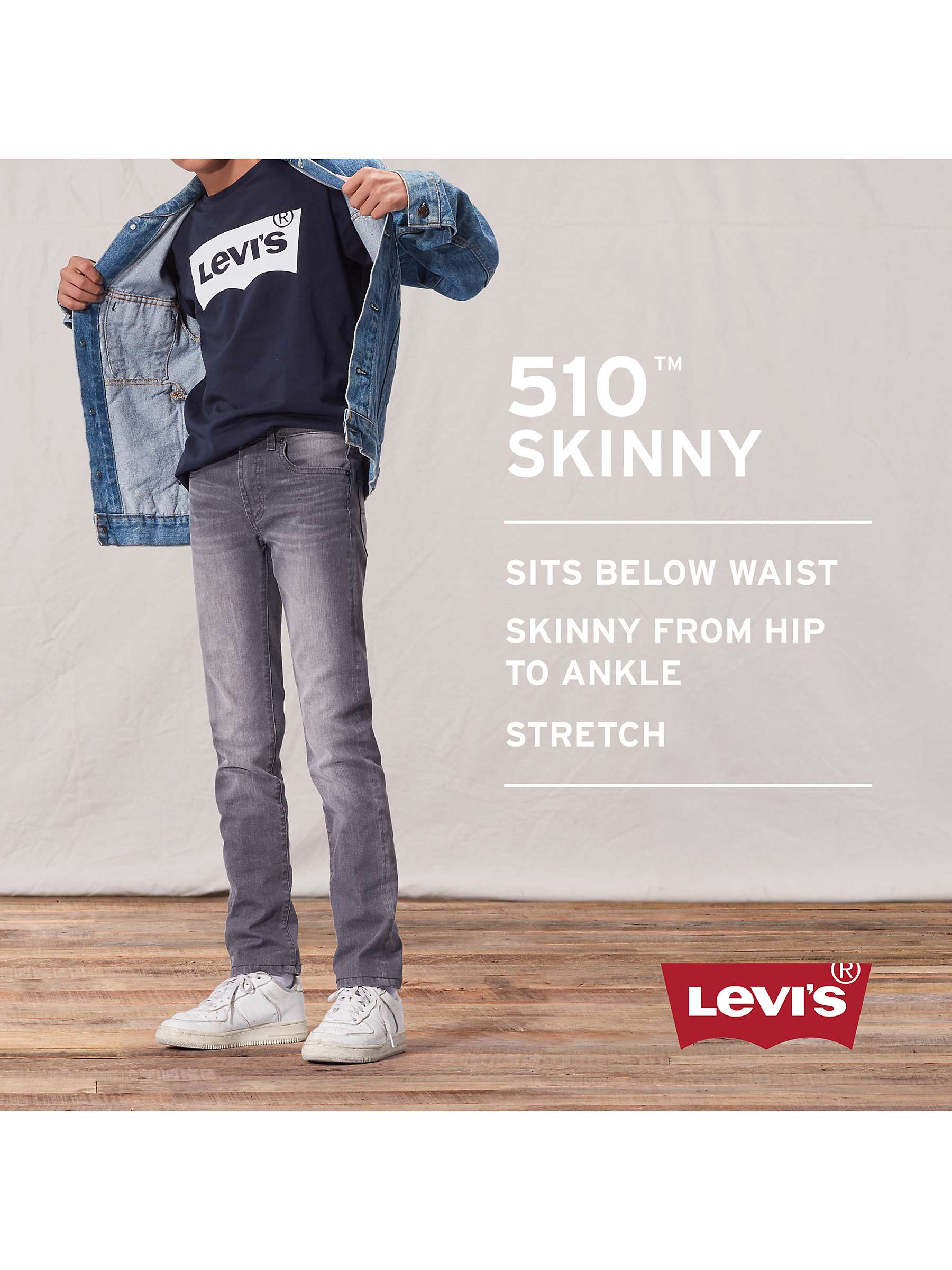 plaintiff unstable Magnetic Levi's Boys' 510 Skinny Fit Jeans, Dark Blue at John Lewis & Partners